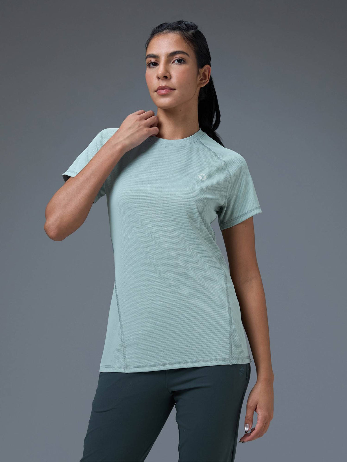 Women Slim Fit Round Neck Grey Sport T-Shirt | TT89 - view 29