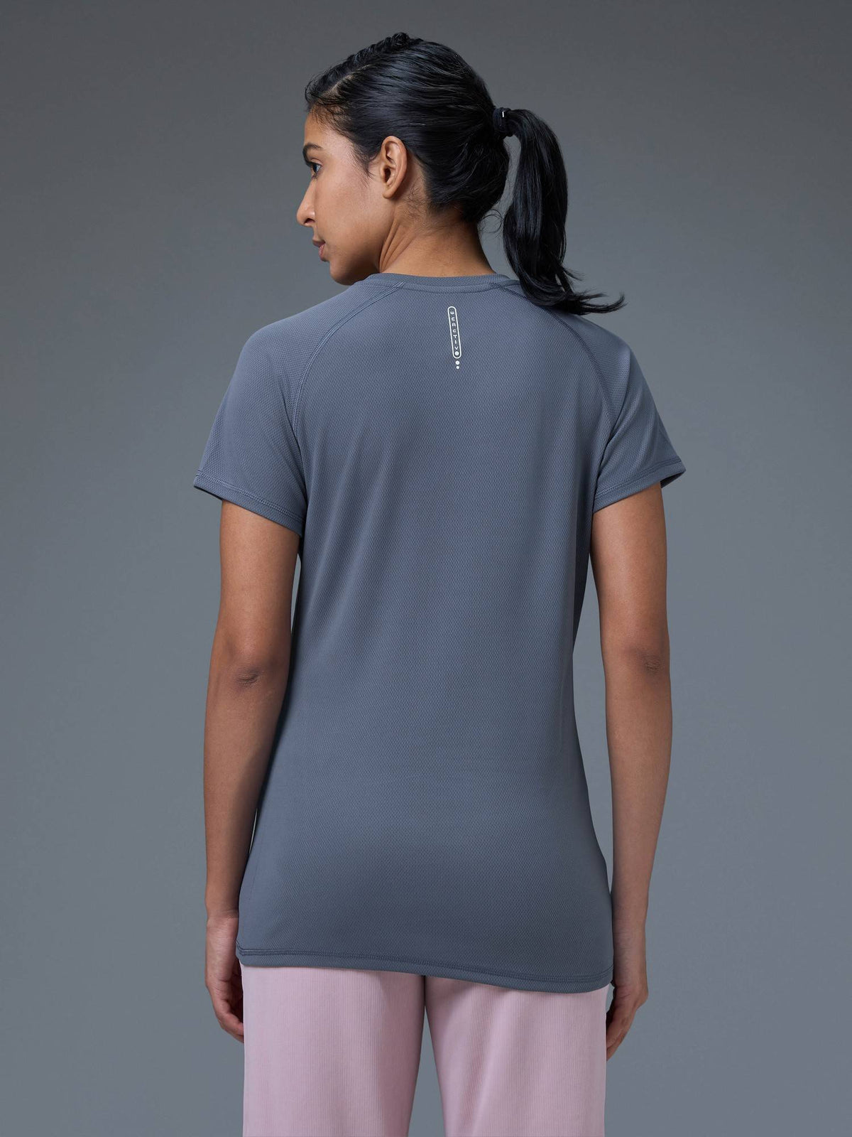 Women Slim Fit Round Neck Grey Sport T-Shirt | TT89 - view 5