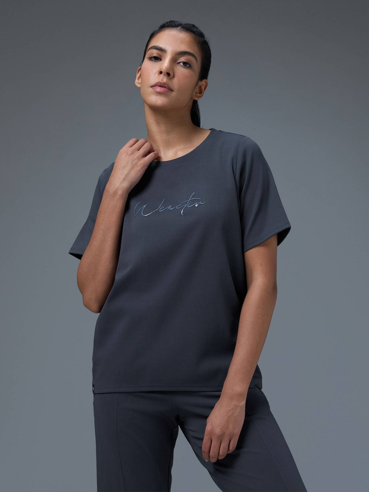 Women Printed Relaxed Fit Round Neck Blue Sport T-Shirt | TT89 - view 8
