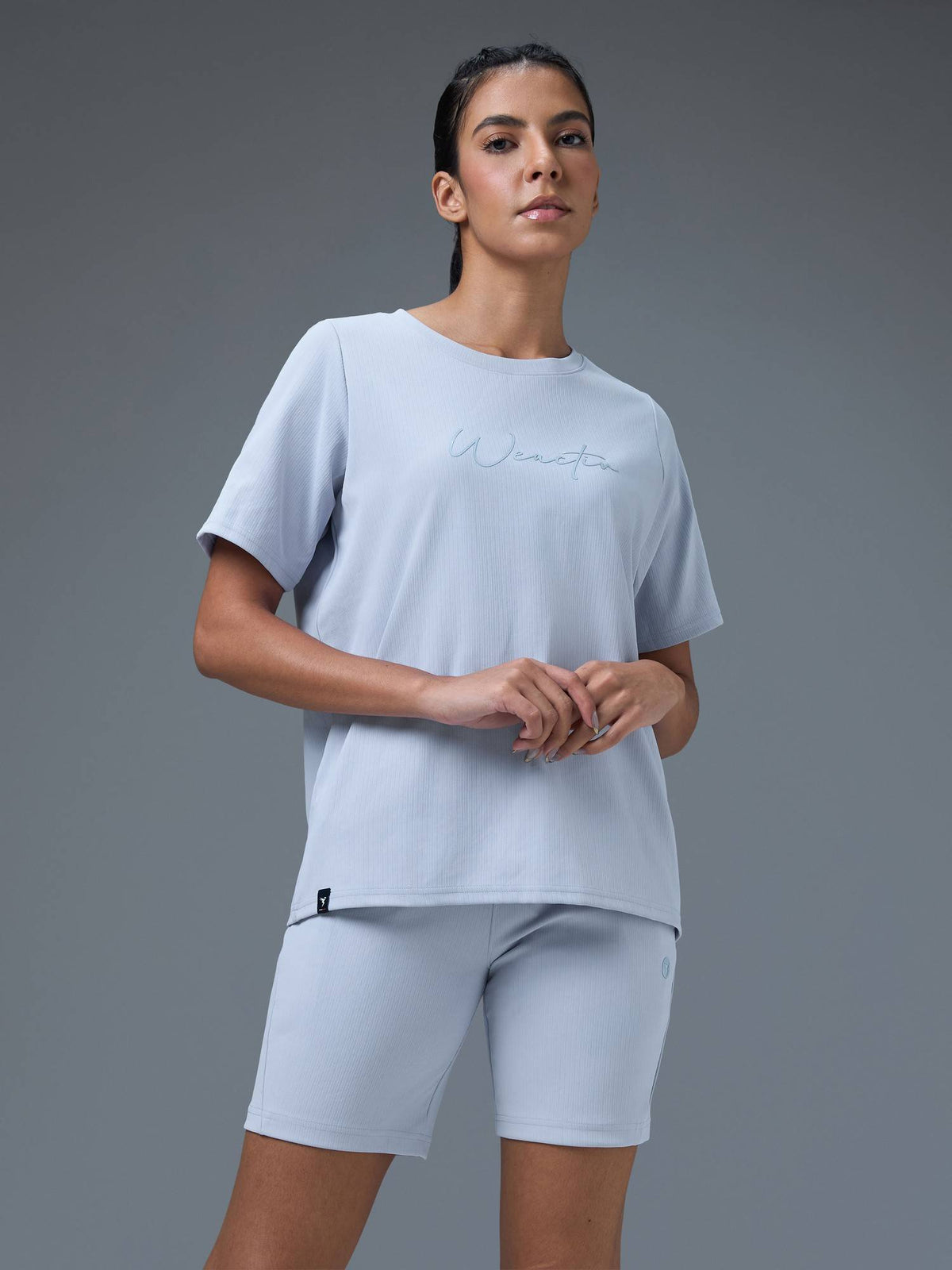 Women Printed Relaxed Fit Round Neck Blue Sport T-Shirt | TT89 - view 1