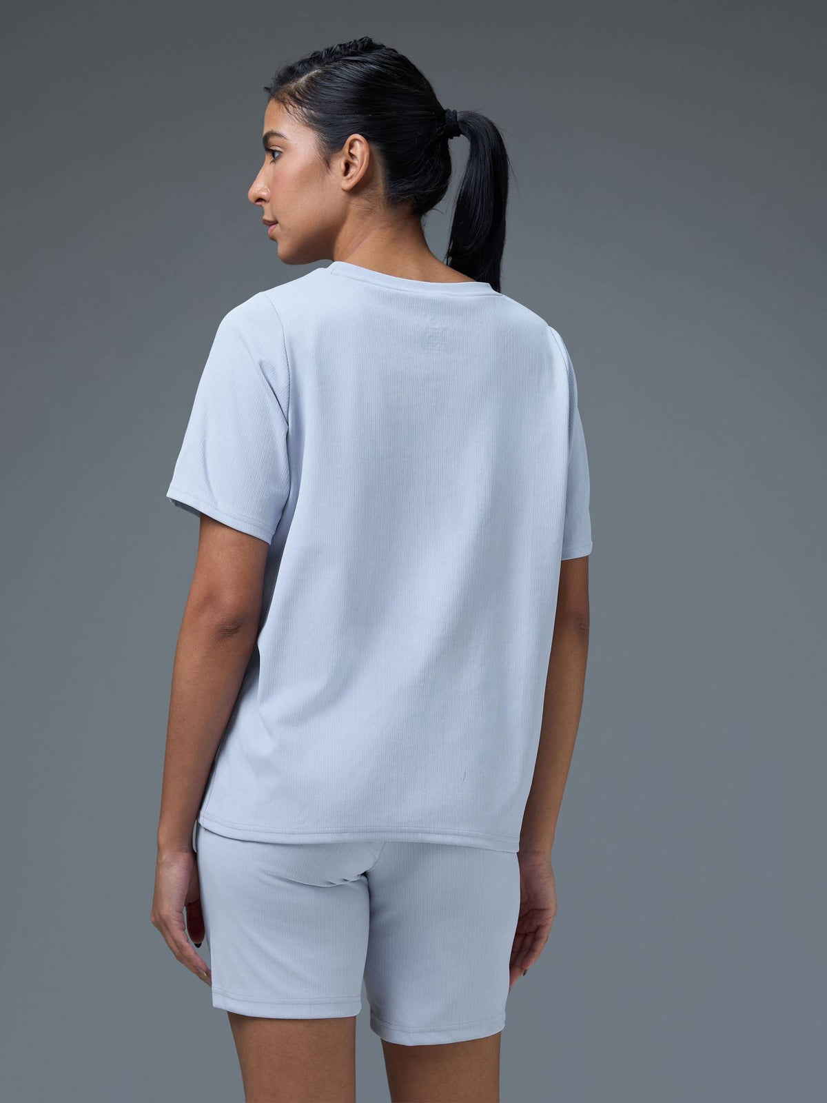 Women Printed Relaxed Fit Round Neck Blue Sport T-Shirt | TT89 - view 4