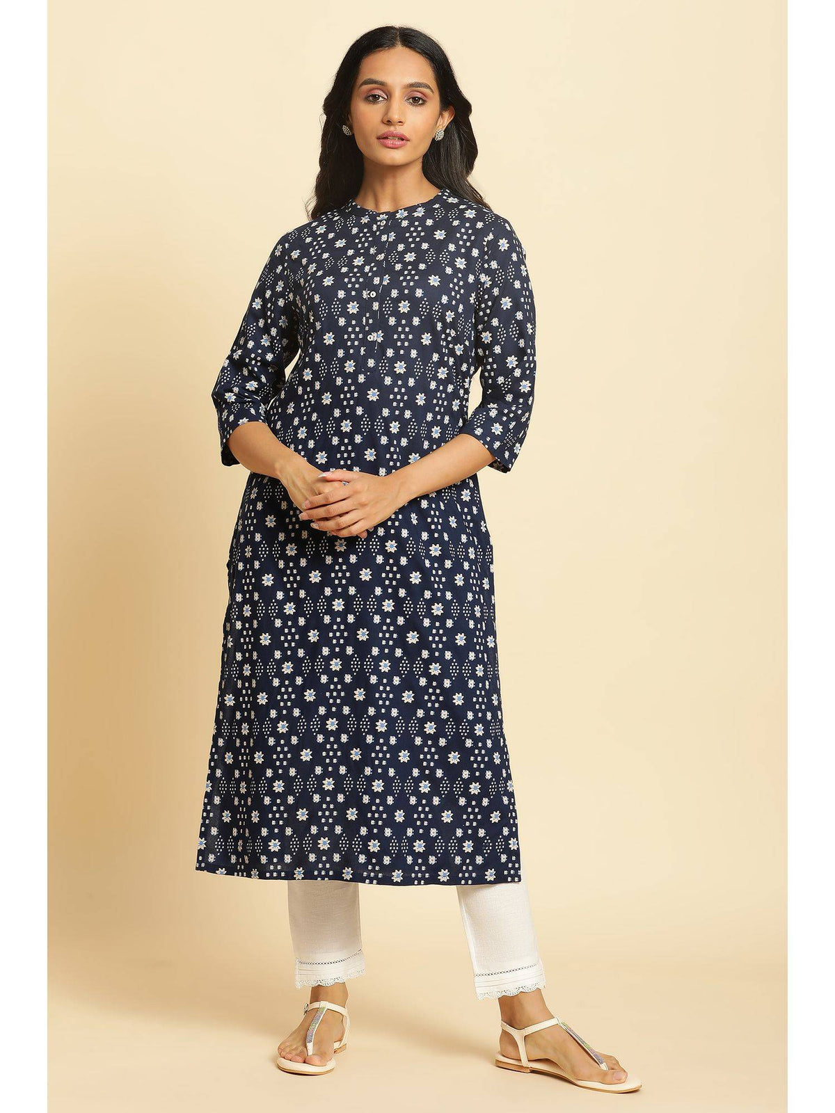 Blue Geometric Kurta | U3S - view 1
