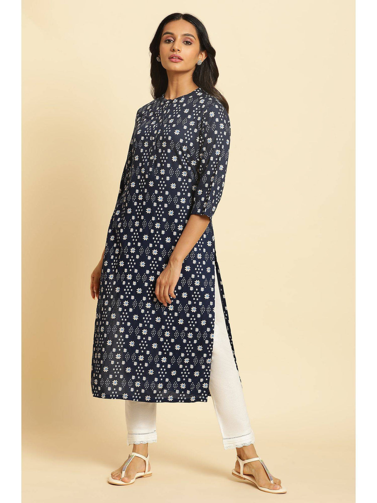 Blue Geometric Kurta | U3S - view 5