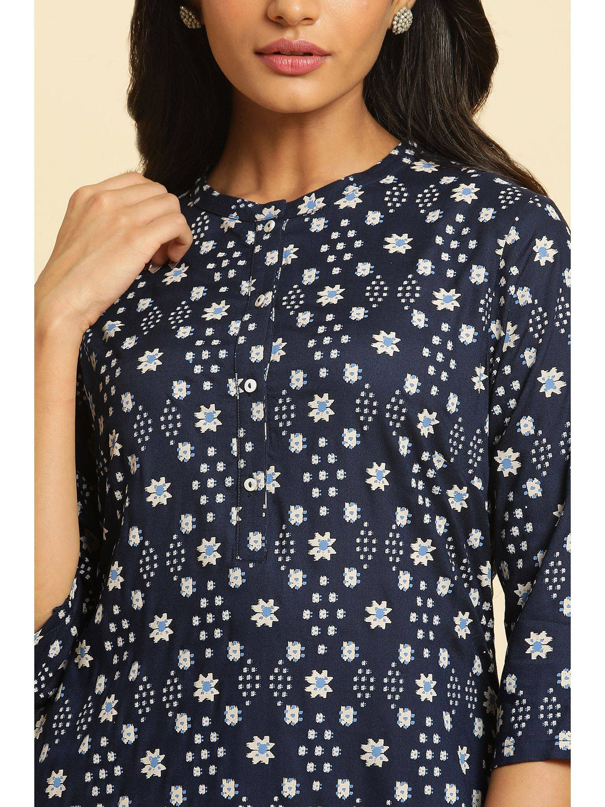 Blue Geometric Kurta | U3S - view 6