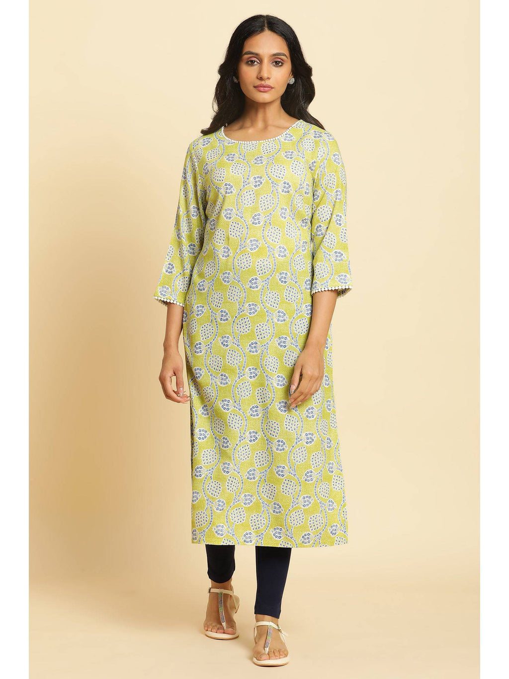 Green Floral Kurta | U3S - view 1