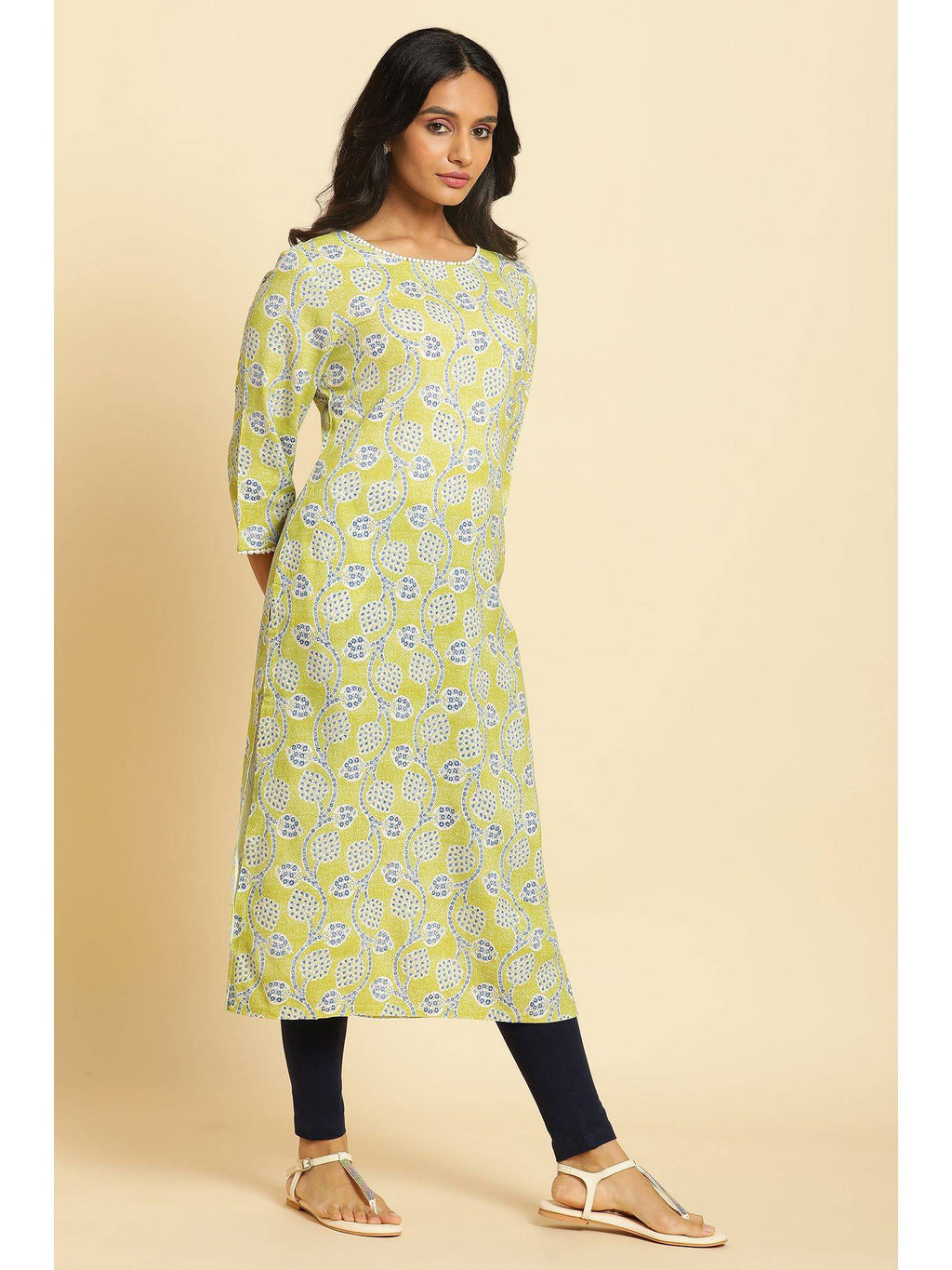 Green Floral Kurta | U3S - view 4