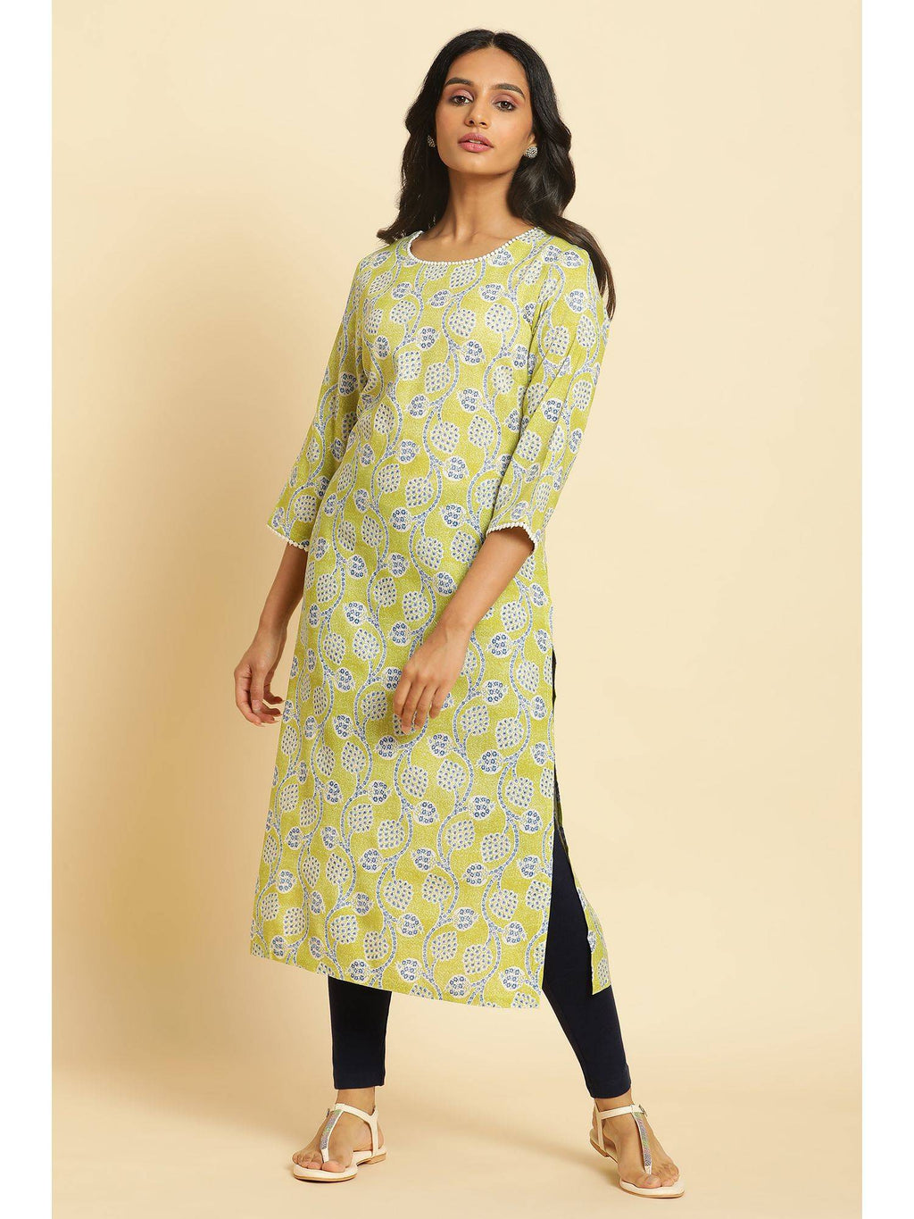 Green Floral Kurta | U3S - view 5