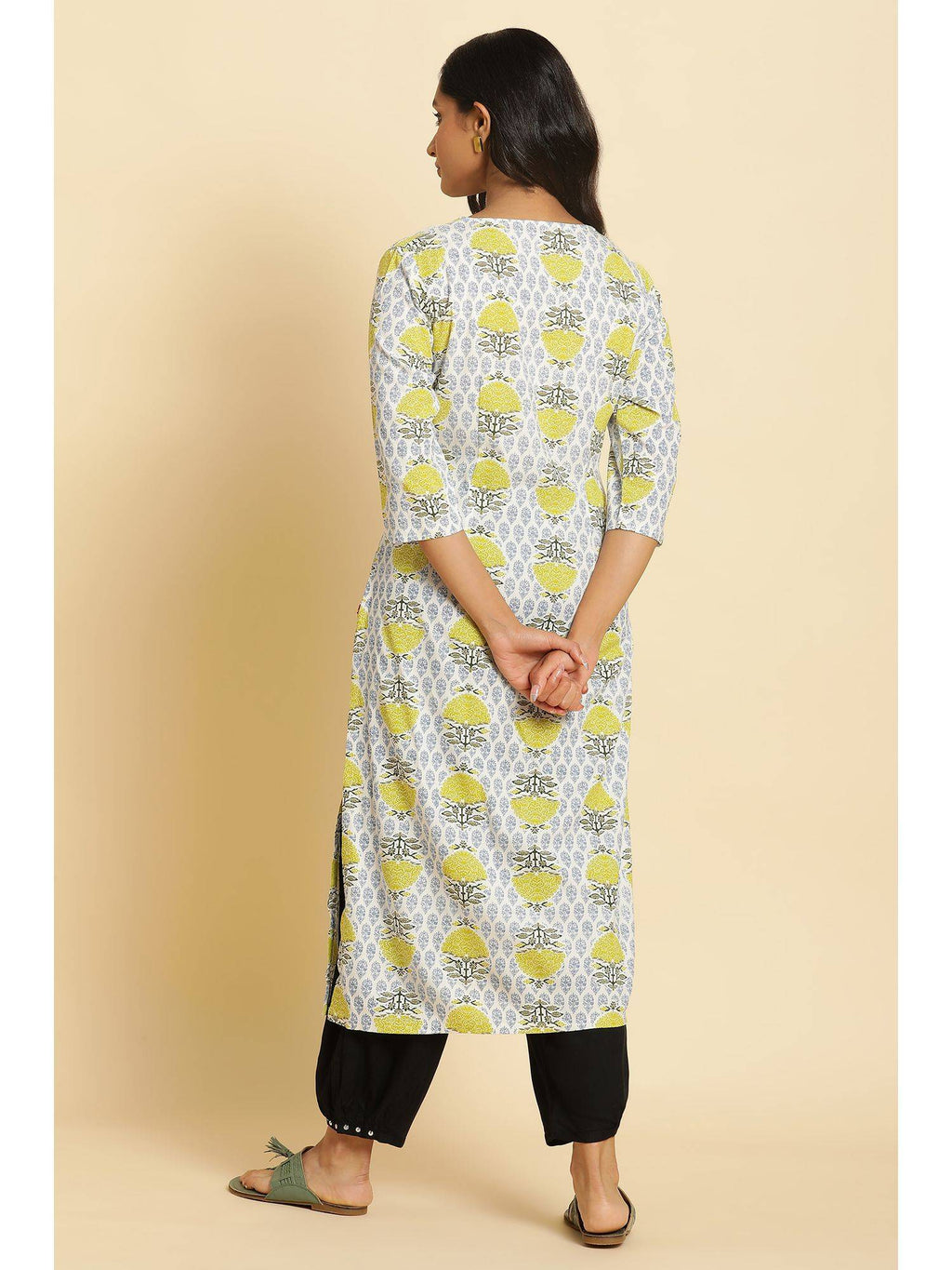 hite Floral Kurta | U3S - view 3