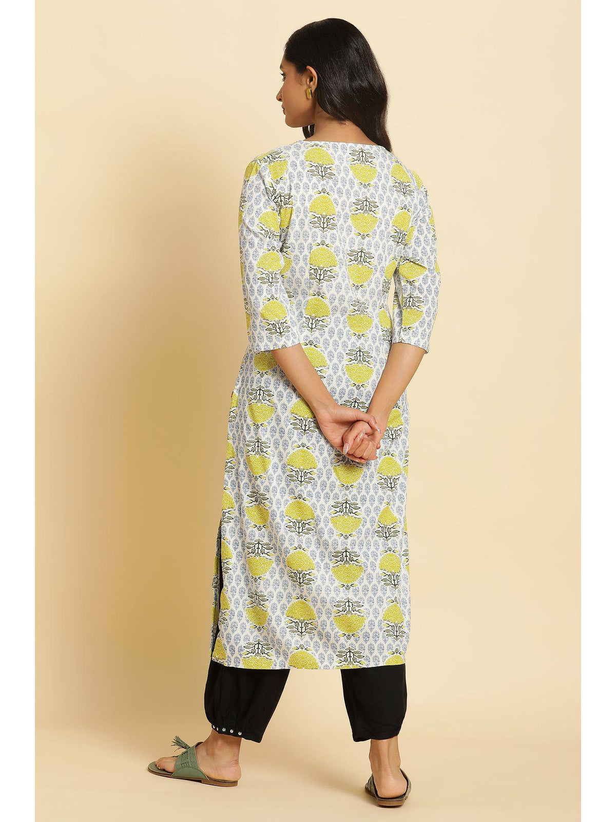 hite Floral Kurta | U3S - view 3