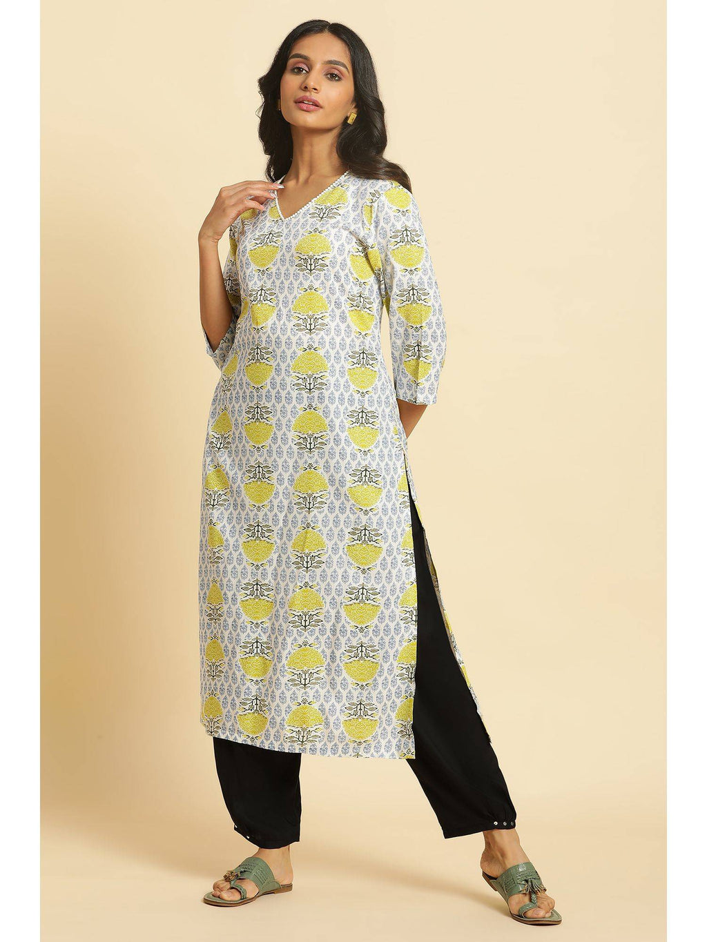 hite Floral Kurta | U3S - view 5