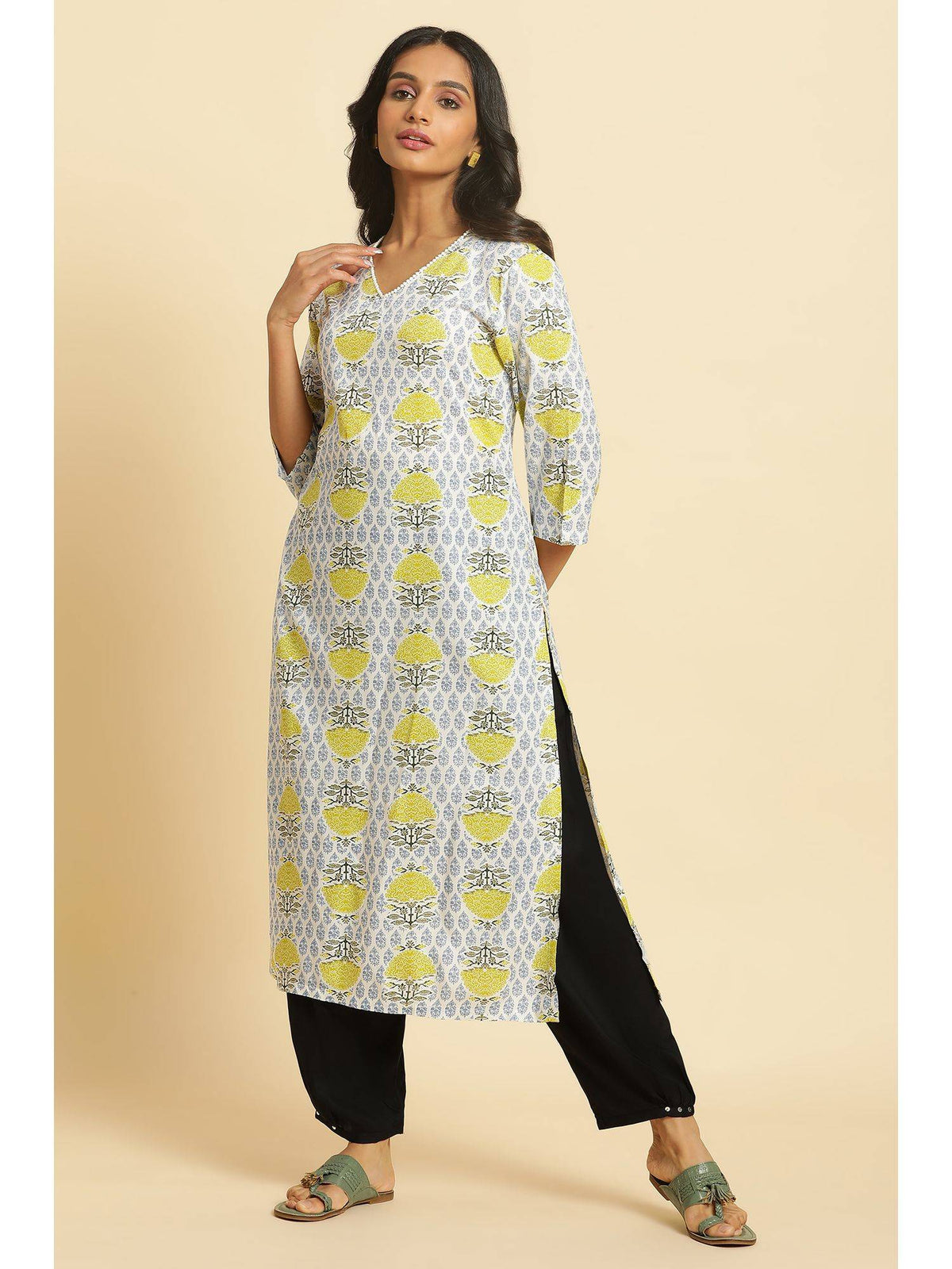hite Floral Kurta | U3S - view 5