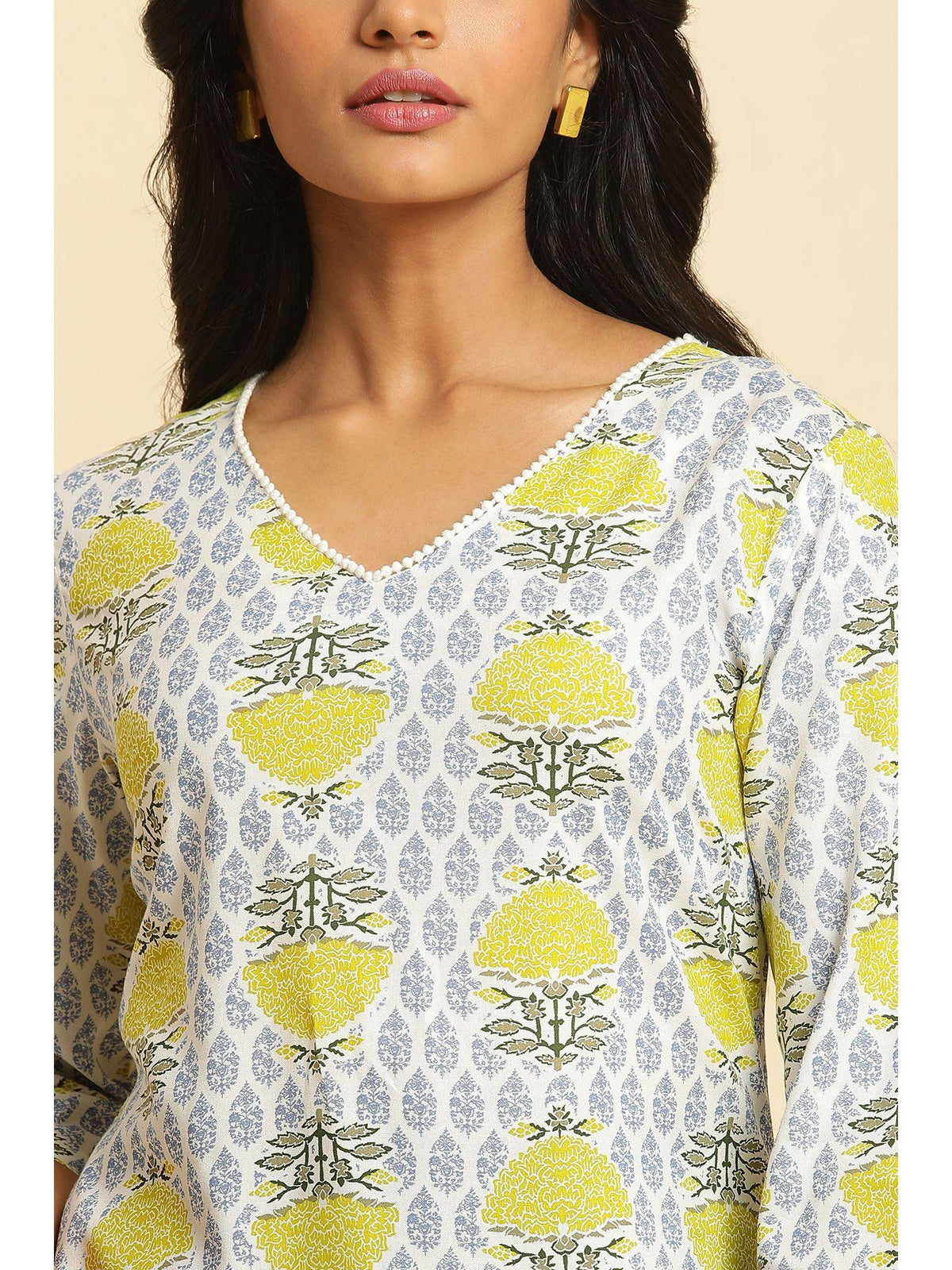 hite Floral Kurta | U3S - view 6