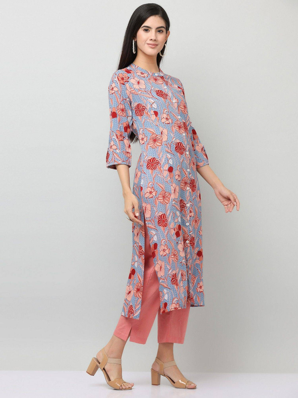 Multicolor Printed A Line Straight Kurta | KDG - view 2