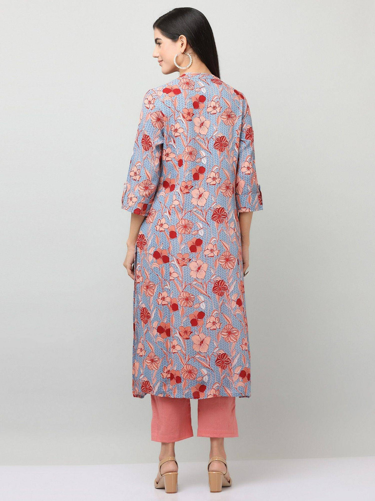 Multicolor Printed A Line Straight Kurta | U3S - view 3