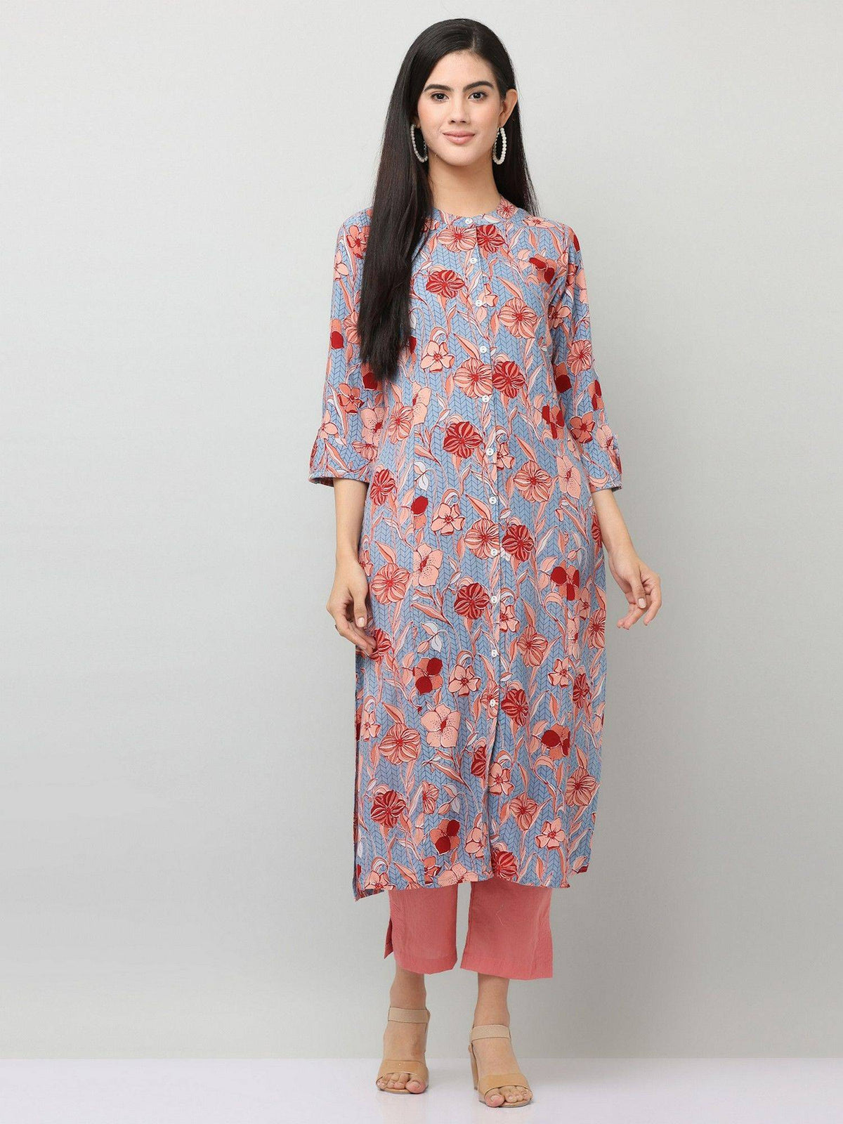 Multicolor Printed A Line Straight Kurta | KDG - view 5