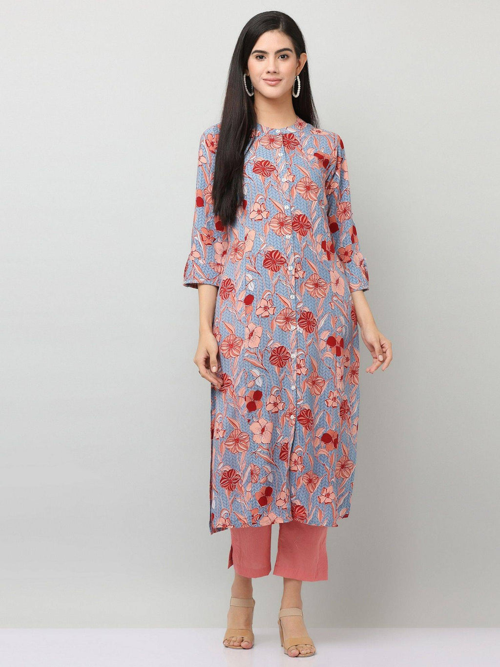 Multicolor Printed A Line Straight Kurta | U3S - view 5