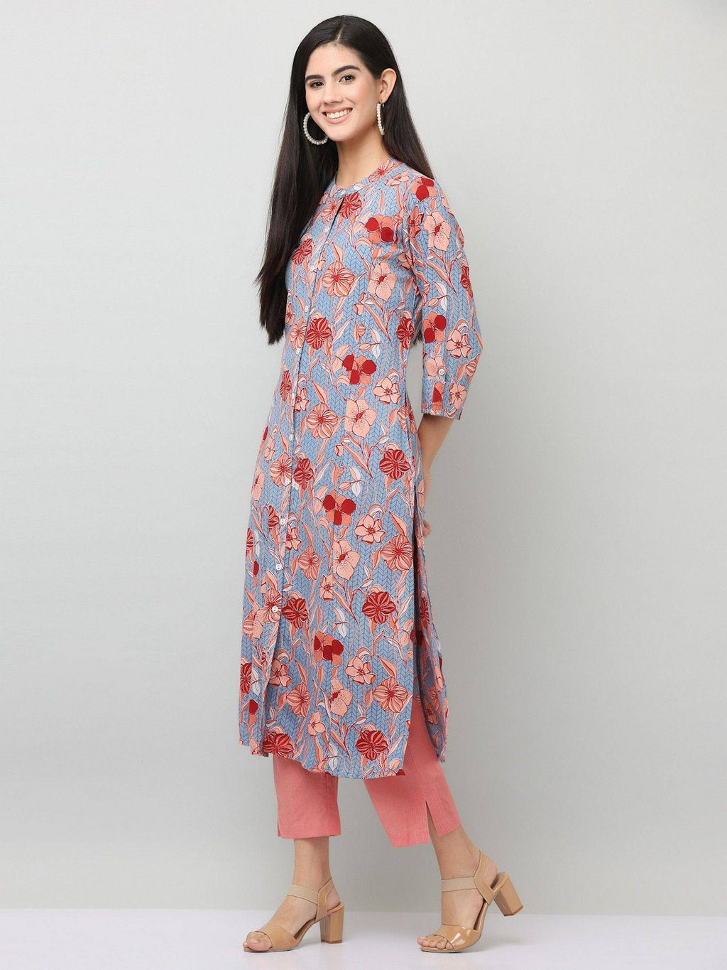 Multicolor Printed A Line Straight Kurta | KDG - view 6