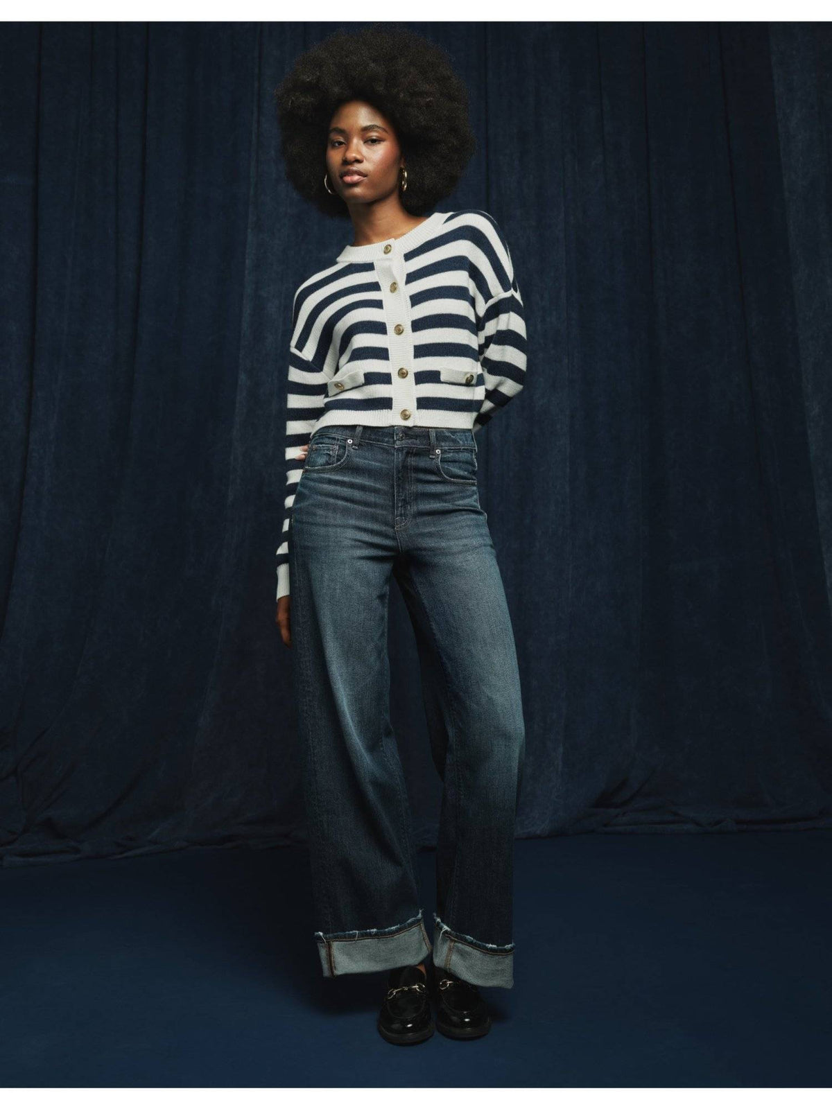 Women Navy Super High Rise Baggy Wide-leg Jeans | BG78 - view 1