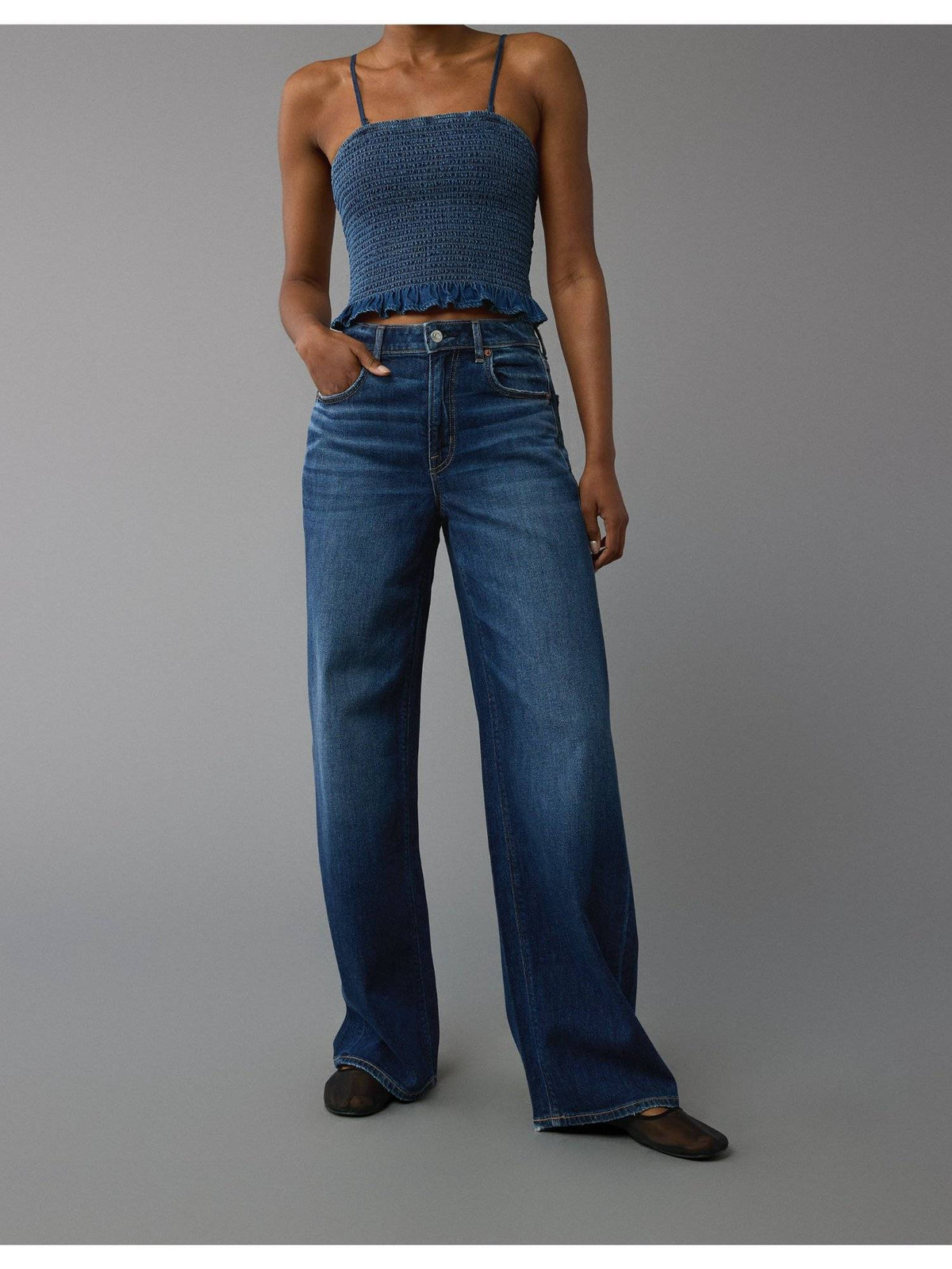 Women Navy Super High Rise Baggy Wide-leg Jeans | BG78 - view 2