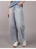 Women Blue Super High Rise Ultra Baggy Wide Leg Crop Jeans | BG78 - view 1
