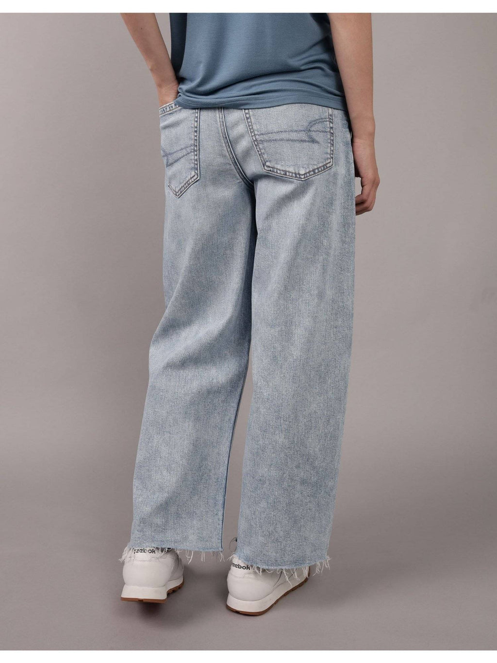 Women Blue Super High Rise Ultra Baggy Wide Leg Crop Jeans | BG78 - view 2