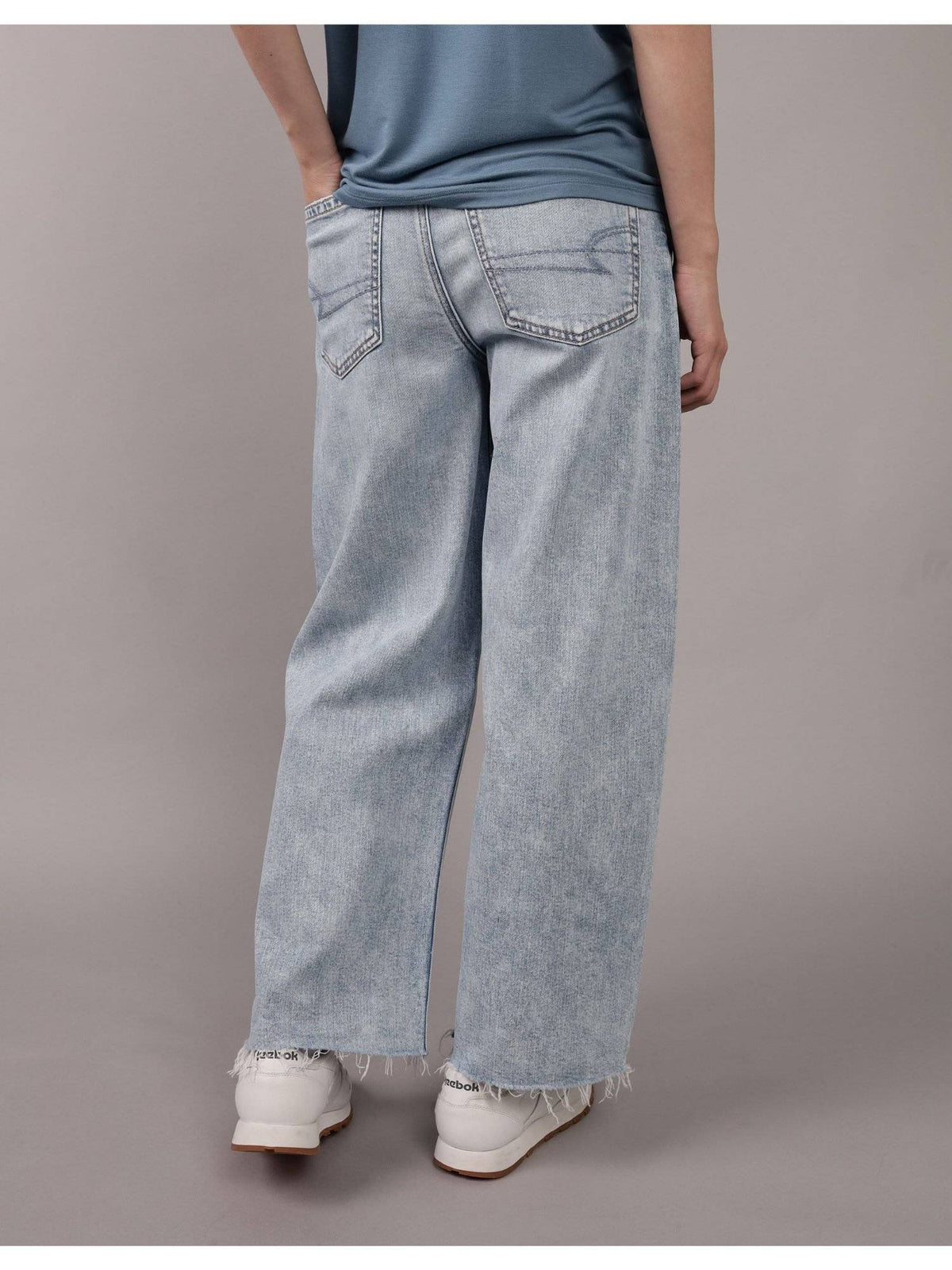 Women Blue Super High Rise Ultra Baggy Wide Leg Crop Jeans | BG78 - view 2