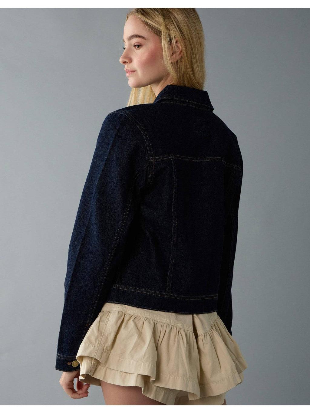 Women Navy Blue Classic Denim Jacket | JC78 - view 2