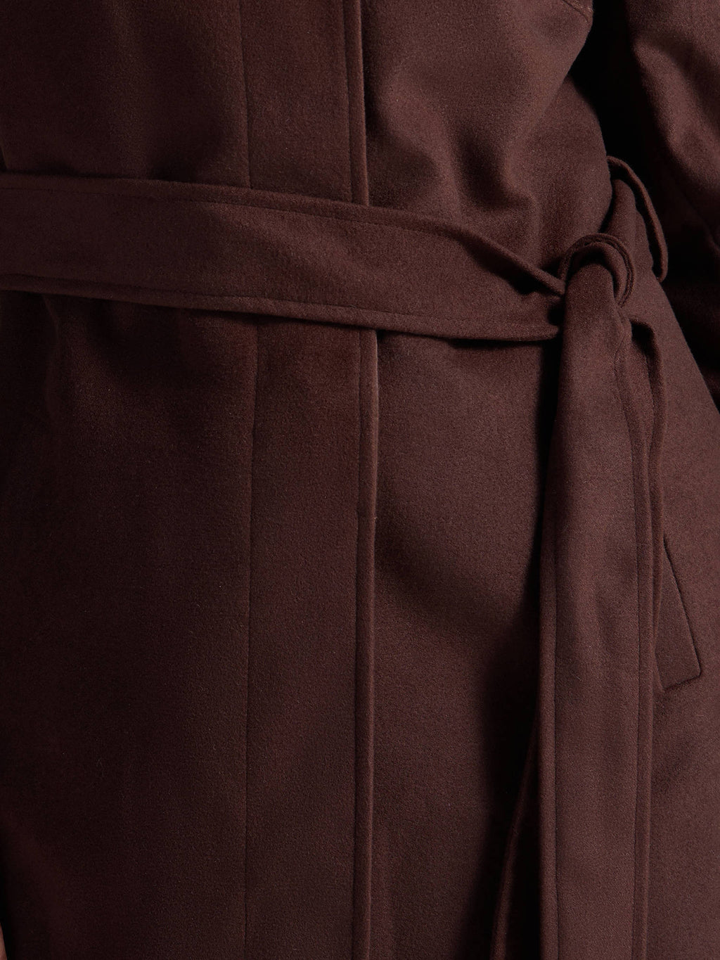 Dark Brown Solid High Neck Long Overcoat with Belt | JC78 - view 6