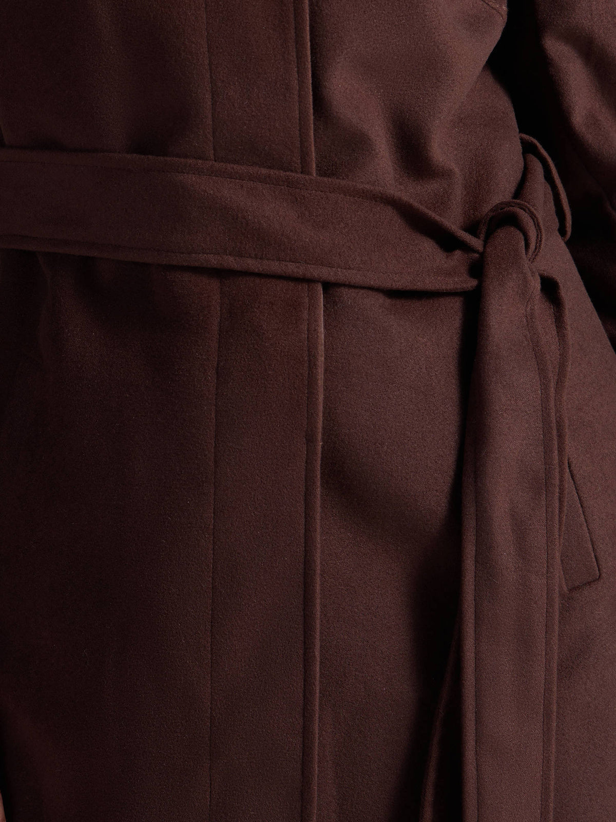 Dark Brown Solid High Neck Long Overcoat with Belt | JC78 - view 6
