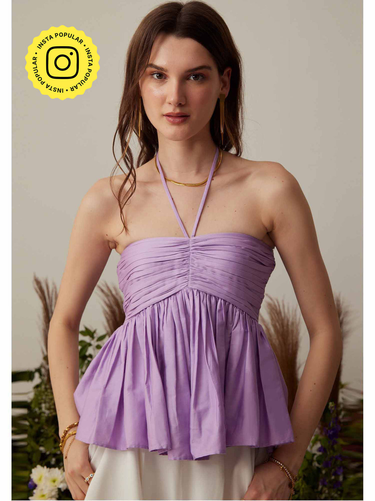 Lavender Solid/Plain Holly Halter Top | HT67 - view 1