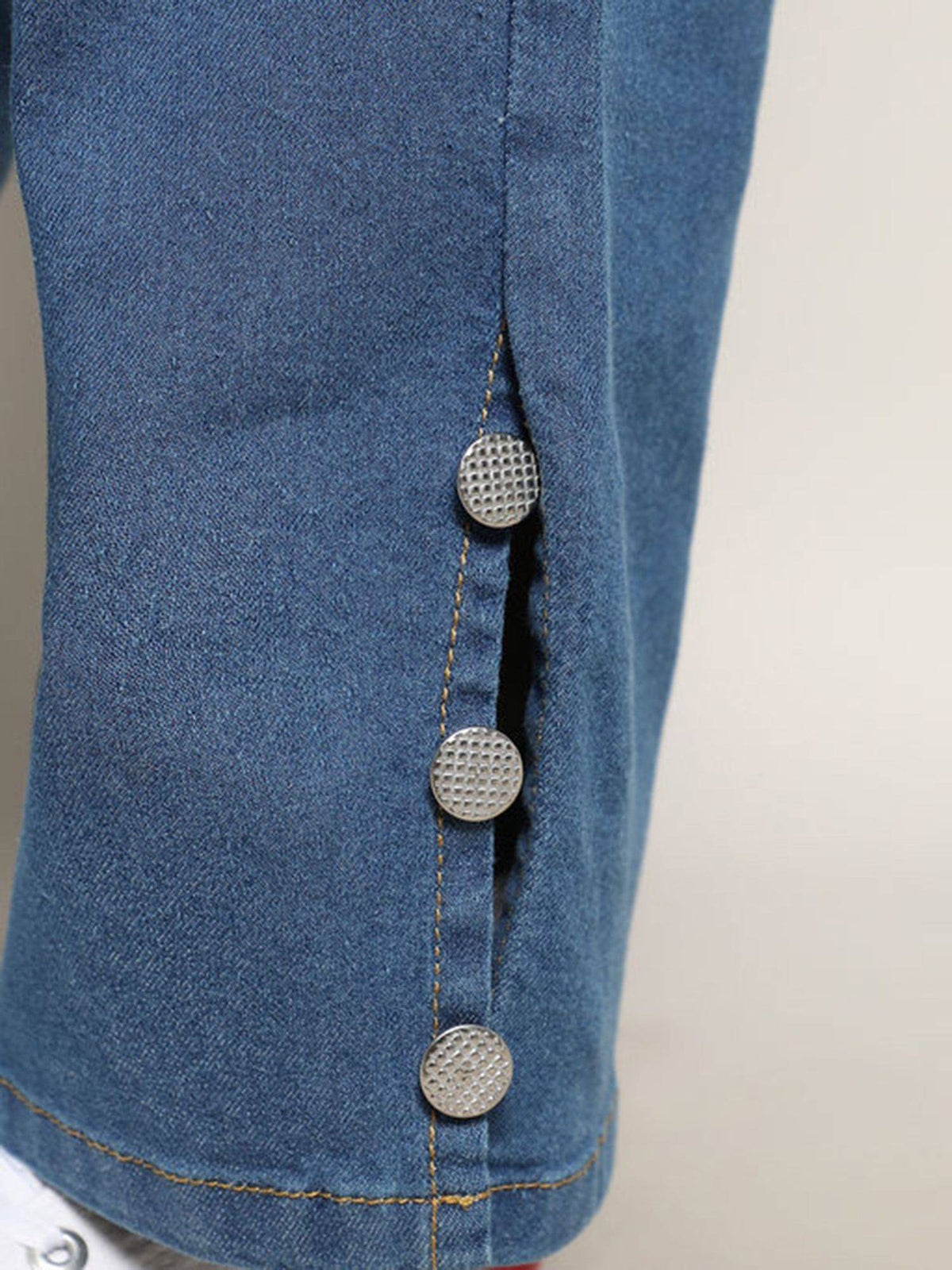 Womens Blue Mid Rise Baggy Denim Jeans | BG78 - view 5