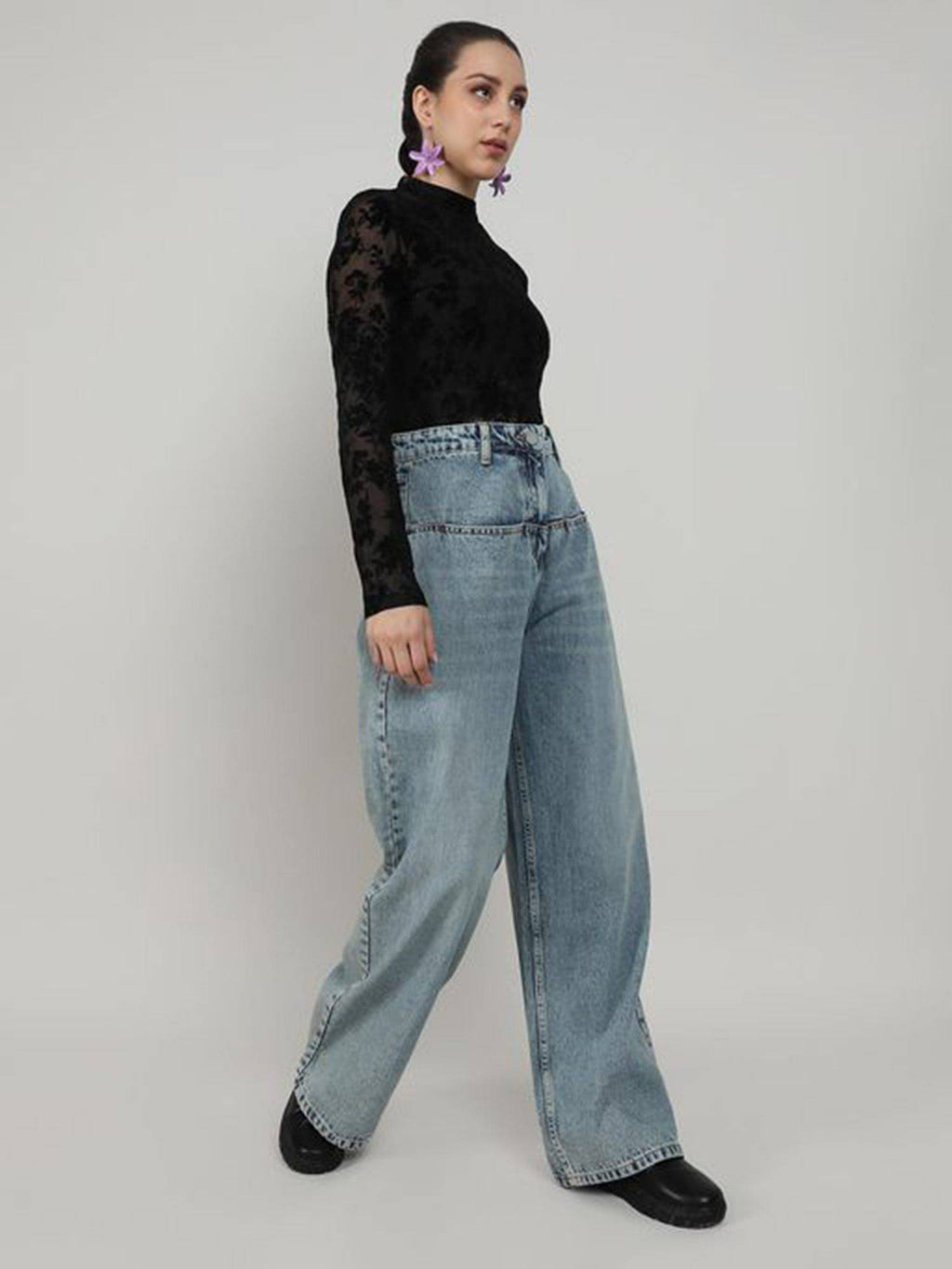 Blue Wide Leg Denim Jeans | WL90 - view 5