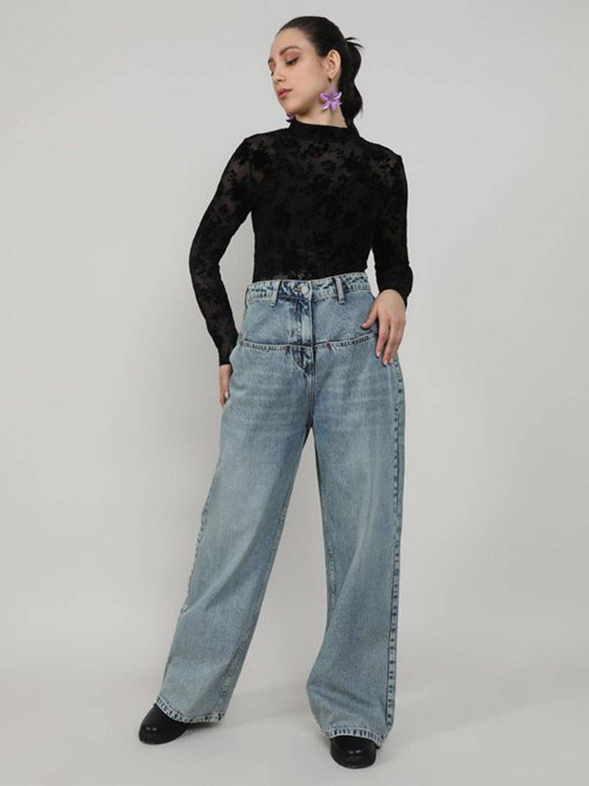 Blue Wide Leg Denim Jeans | WL90 - view 6