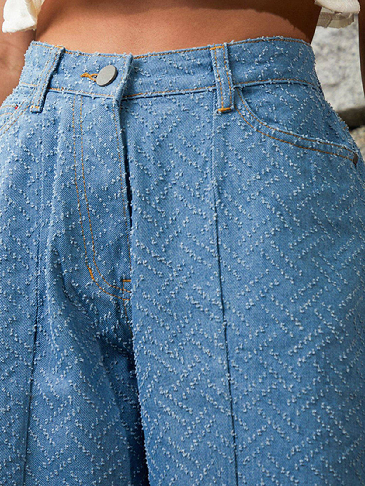 Women Sky Blue Weave-Distressed Denim Jeans | RF89 - view 5