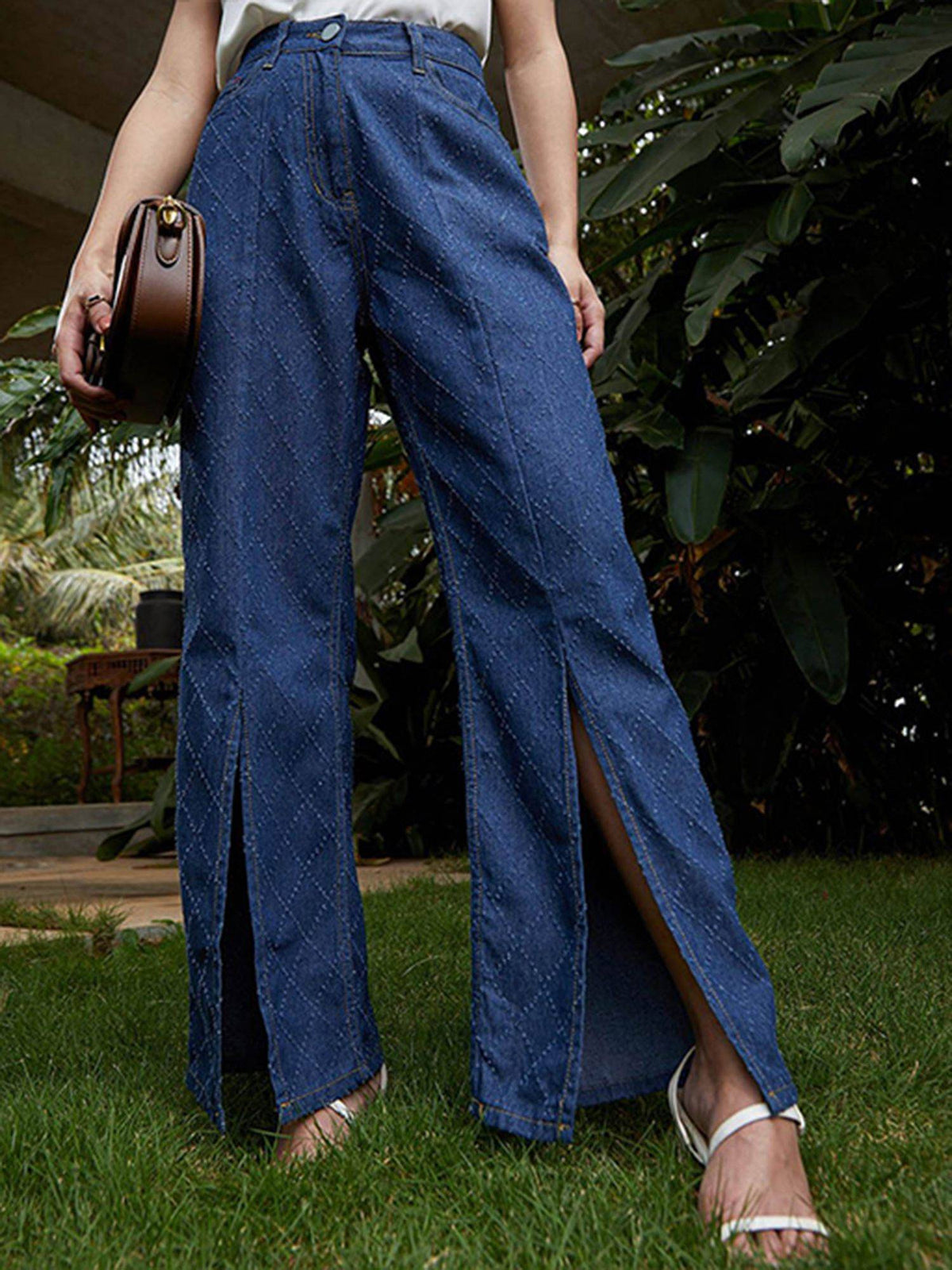 Women Indigo Blue Harlequin-Distressed Denim Jeans | RF89 - view 1