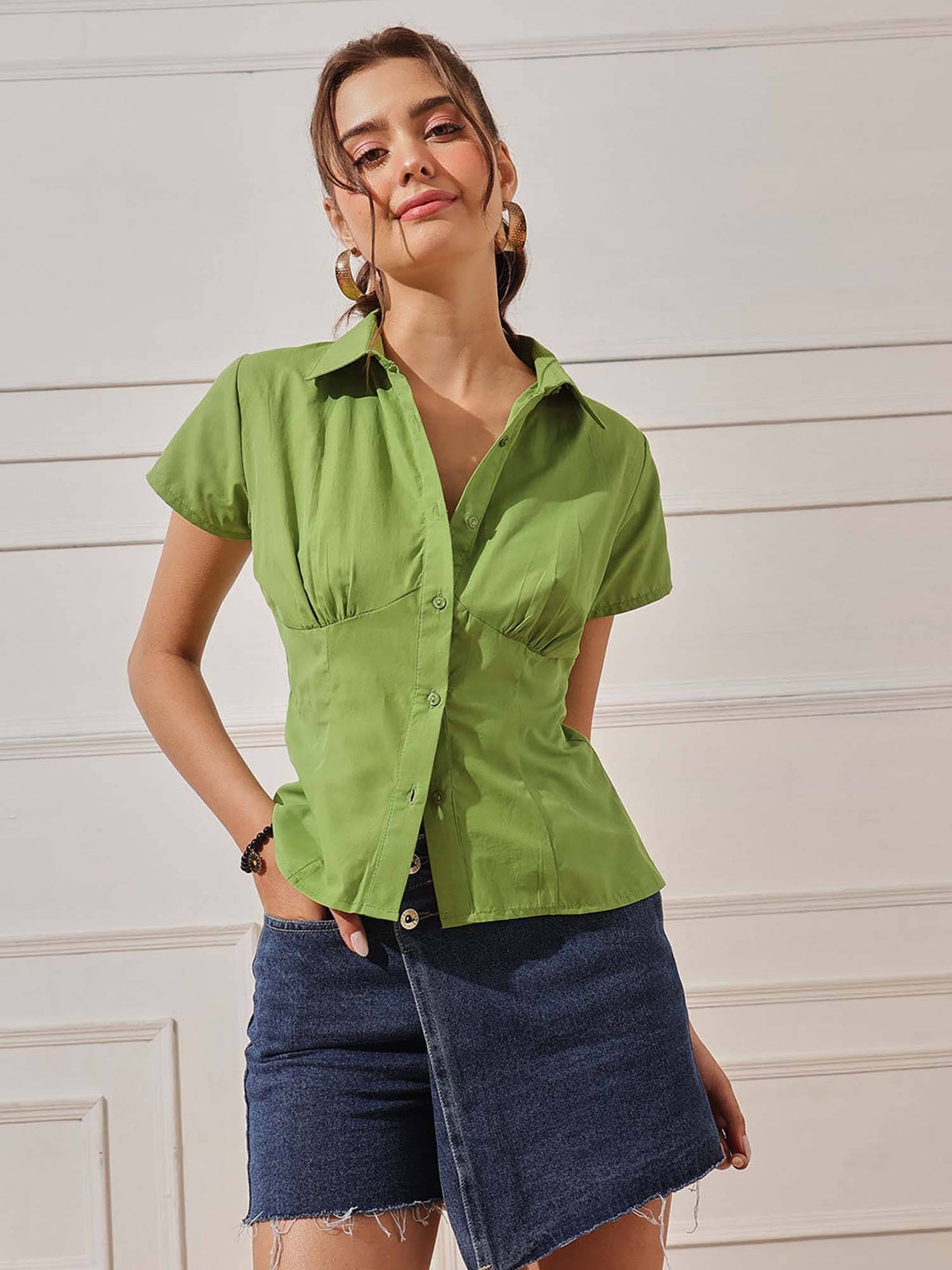 Women Green Corset Shirt | S67 - view 3