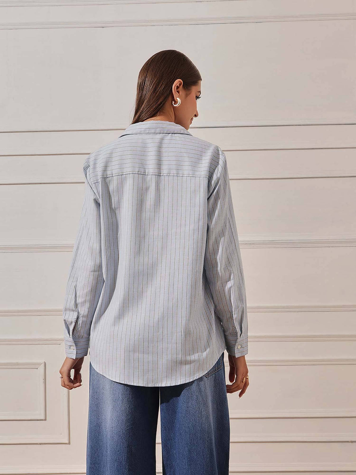 Women Blue Striped Shirt | S67 - view 5