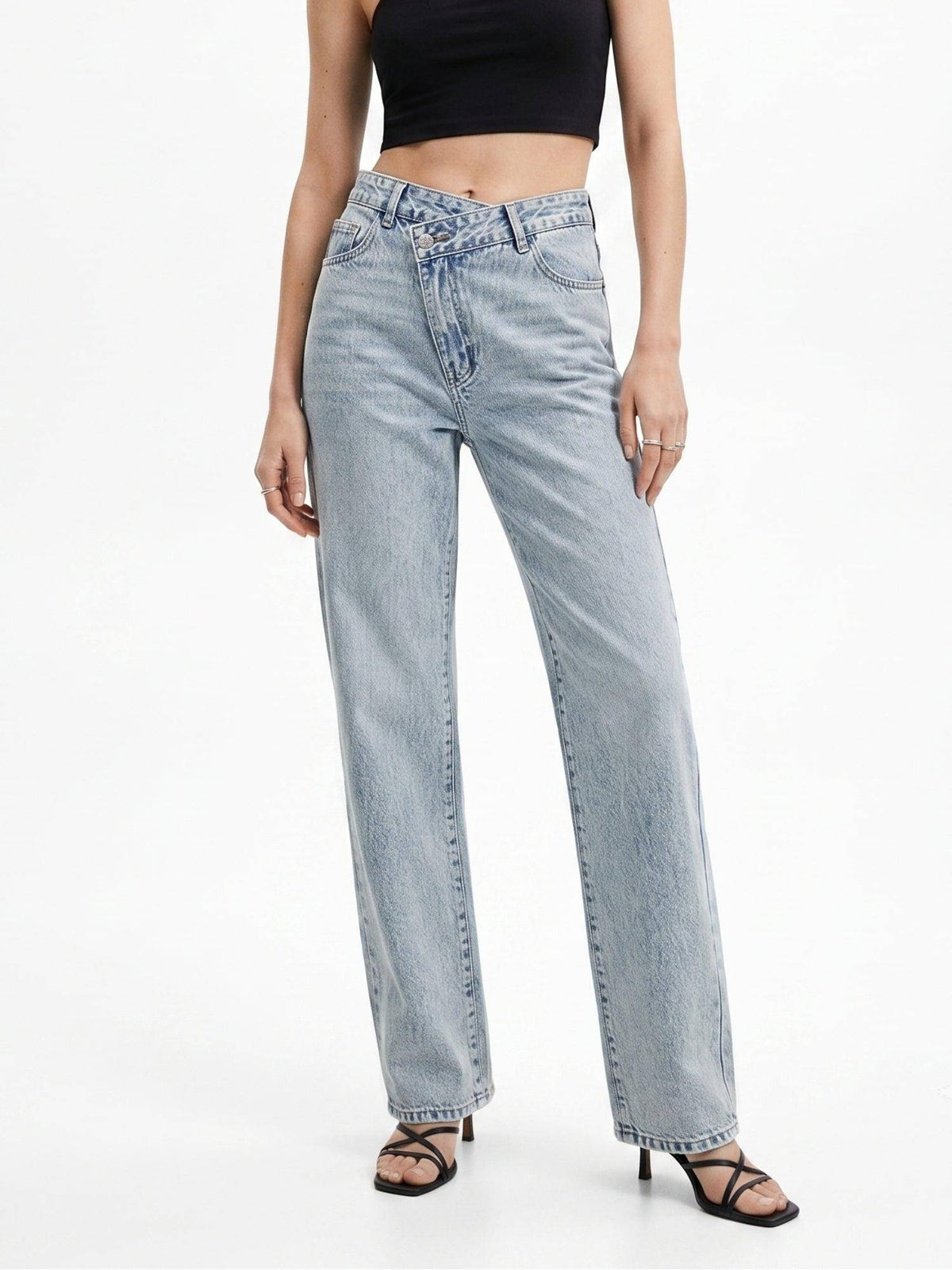 Light Blue Clean Slim Fit Washed Denim Jeans | ST23 - view 1