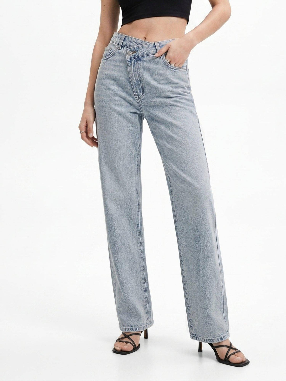 Light Blue Clean Slim Fit Washed Denim Jeans | ST23 - view 2