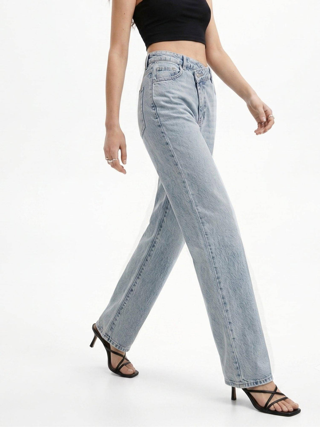 Light Blue Clean Slim Fit Washed Denim Jeans | ST23 - view 4