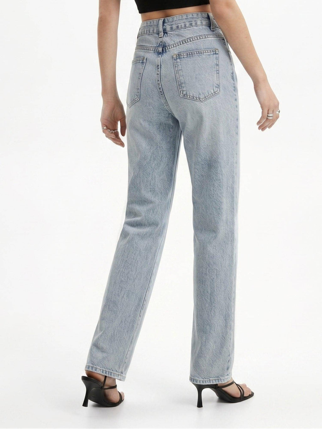 Light Blue Clean Slim Fit Washed Denim Jeans | ST23 - view 5