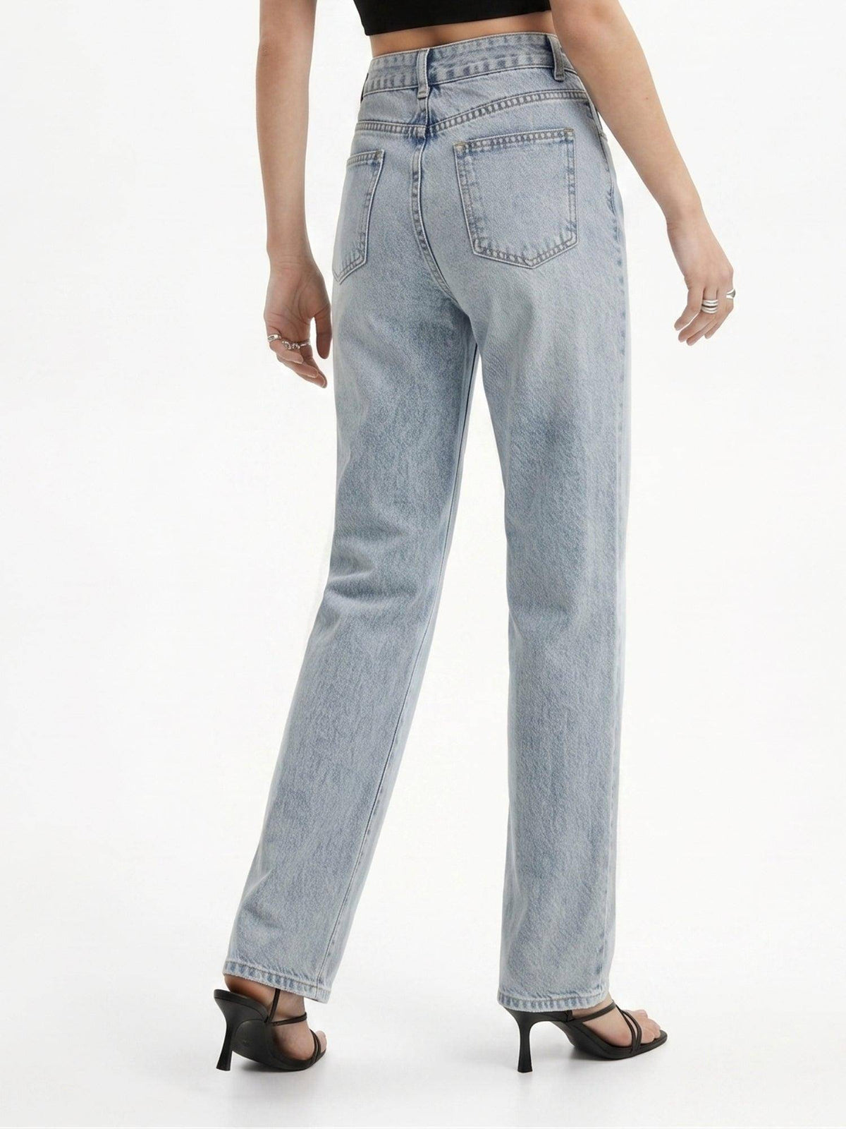 Light Blue Clean Slim Fit Washed Denim Jeans | ST23 - view 5