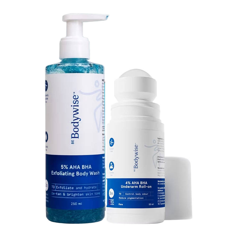 4% AHA BHA Underarm Roll On Flora + 5% AHA De-tanning & Exfoliating Body Wash Combo | BWS9 - view 1