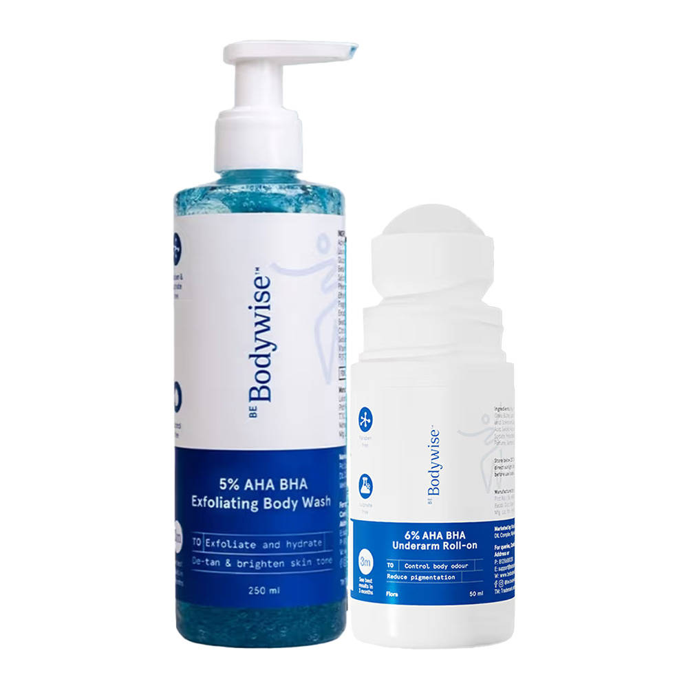 6% AHA BHA Underarm Roll On Flora + 5% AHA De-tanning & Exfoliating Body Wash Combo | BWS9 - view 1