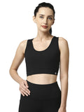 Medium Impact Quick Dry Racerback Printed Athleisure Sports Bra-Black | sb09 - view 1