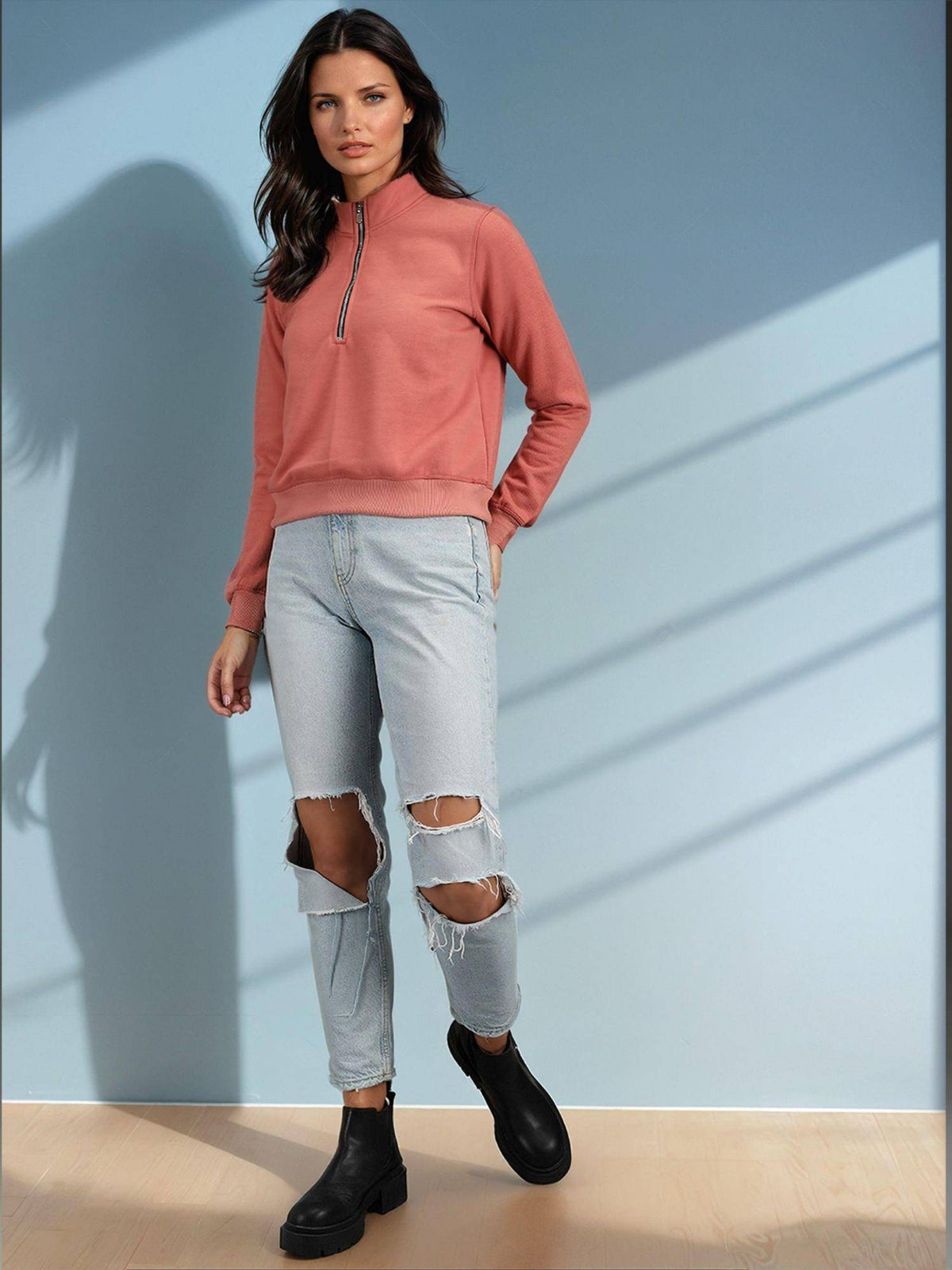 Pink Solid Sweatshirt | SS90 - view 5