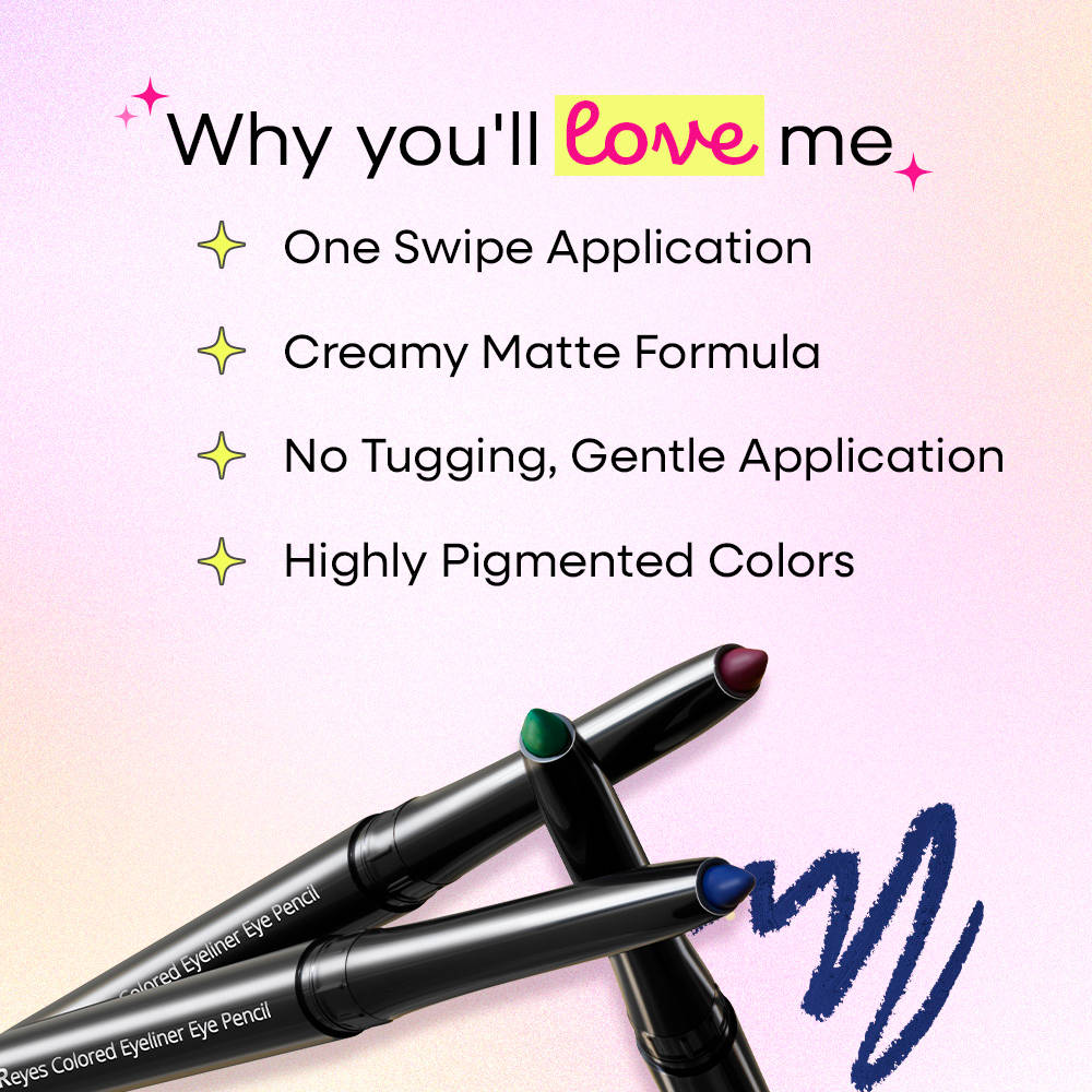 Nykaa GLAMOReyes Waterproof & Smudgeproof Colored Kajal Eyeliner Eye Pencil | E20 - view 3