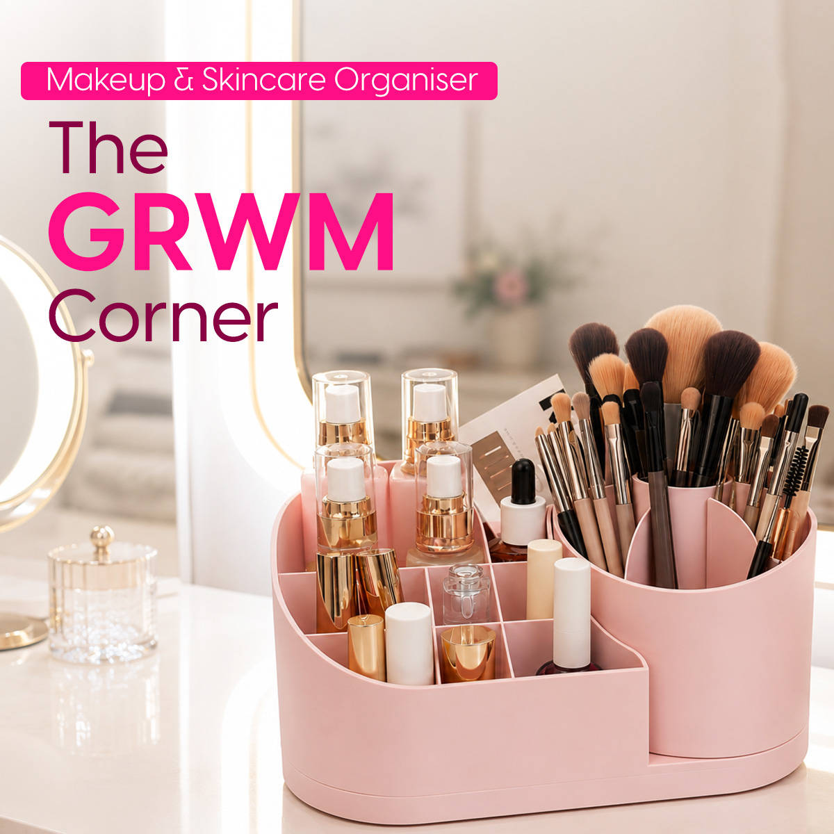 Makeup Organiser Rotating Cosmetic Storage Stand Tray Lipsticks Vanity Brushes Skincare Holder | C83 - view 4