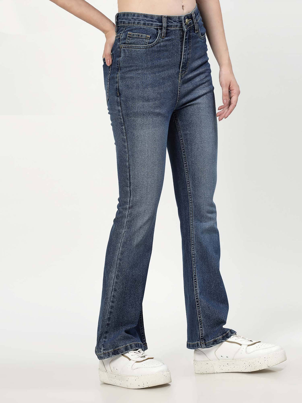Boot Cut Mid Rise Blue Jeans | BT10 - view 3