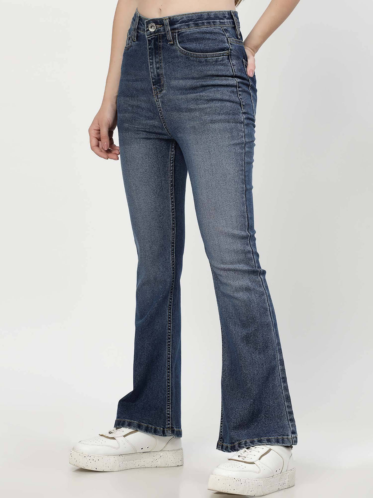 Boot Cut Mid Rise Blue Jeans | BT10 - view 4